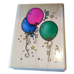 Inkadinkado Party Balloons and Confetti Wood Mounted Rubber Stamp